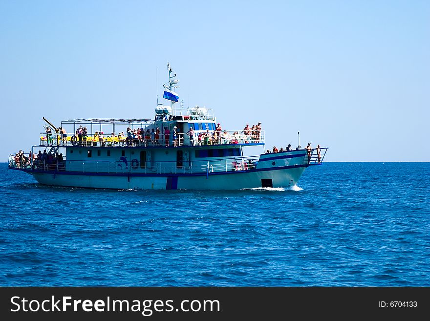 Promenade motor ships during navigation on the high seas