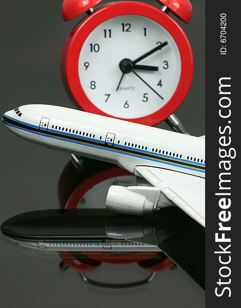 Model Airplane with Clock Depicting Flight Time Irregularity