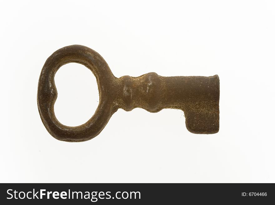 Old key isolated on white background