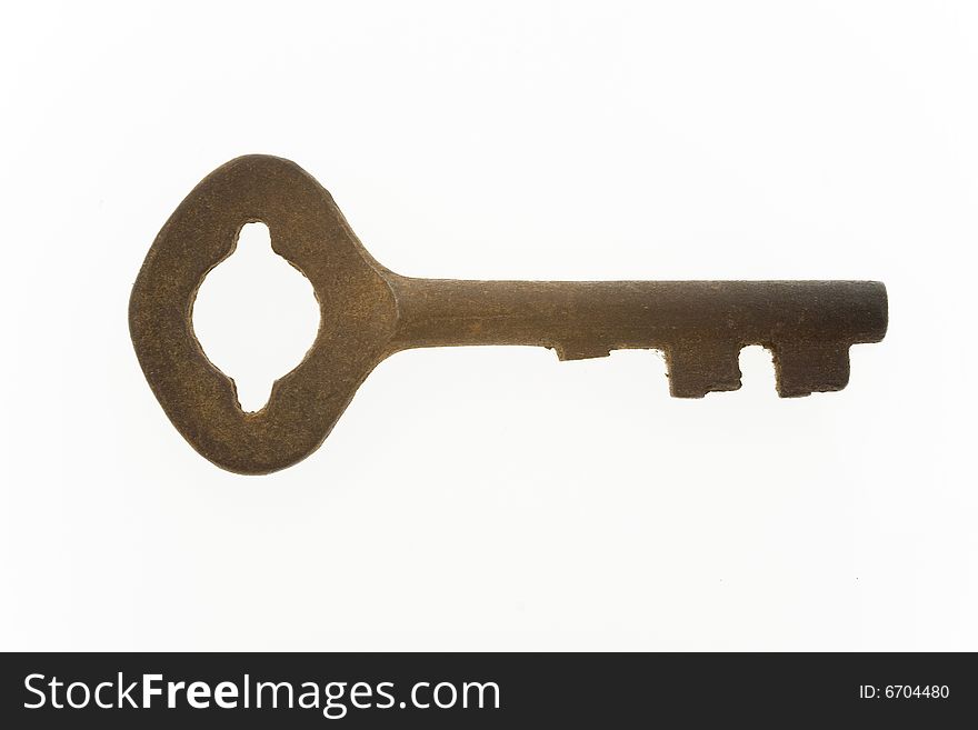 Old rusted key isolated on white background. Old rusted key isolated on white background