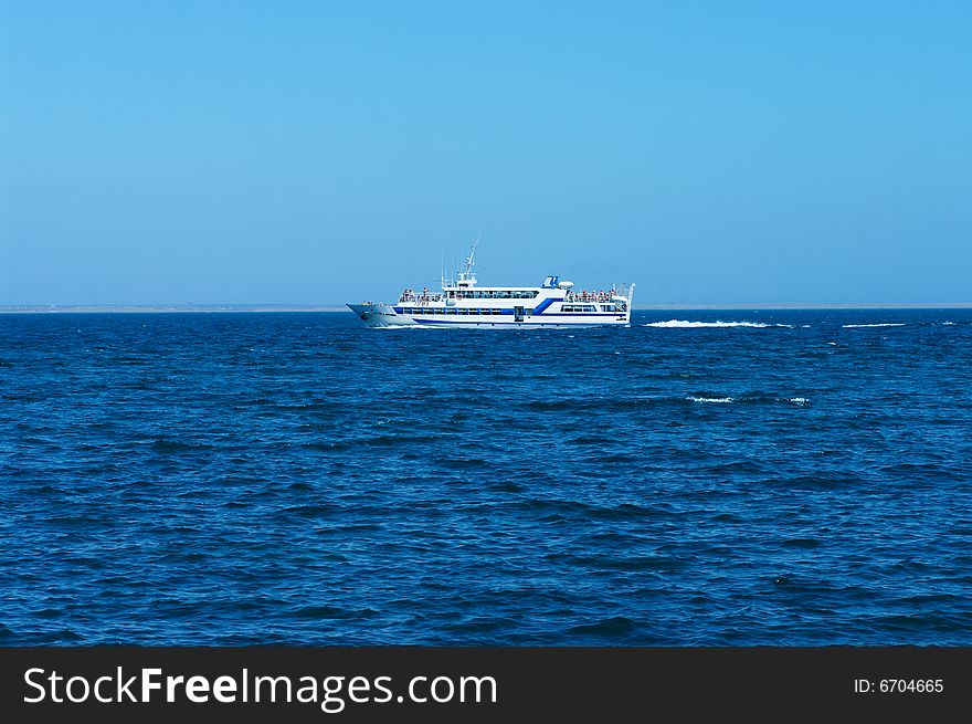 A shot of ship on the sea