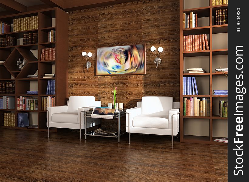 Interior of library with regiments and books. Interior of library with regiments and books