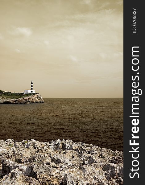 Portocolom lighthouse, mallorca, havana toned