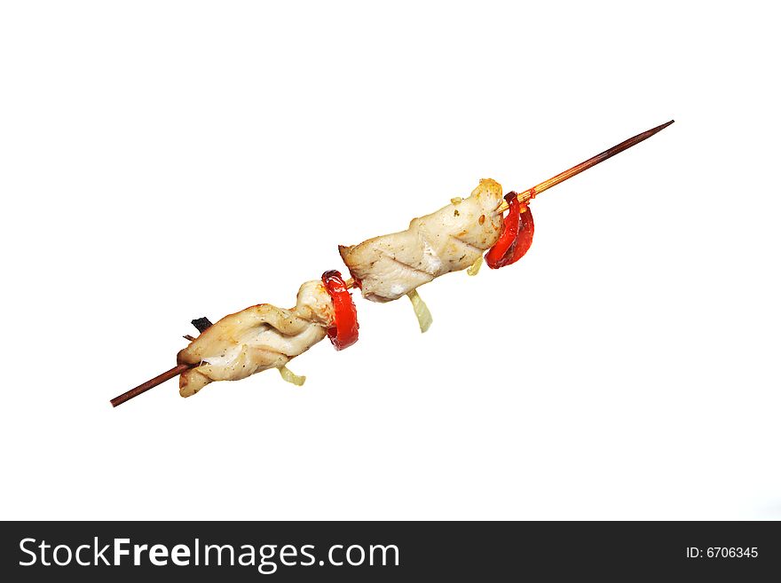 Chicken kebab isolated on white