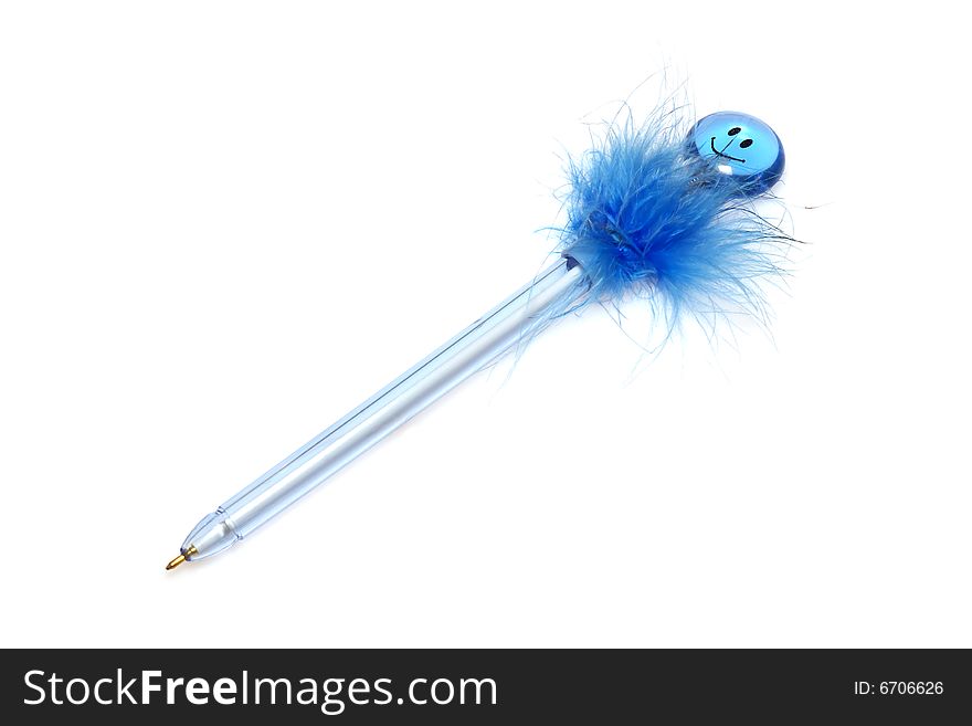 Blue Ball Point Pen Isolated on white