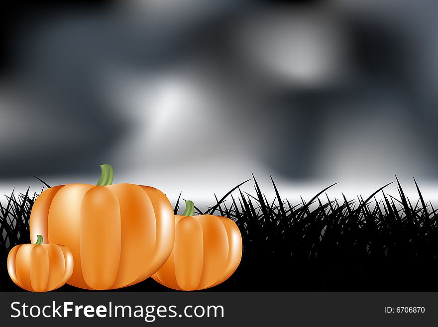 Halloween background with pumpkin, vector illustration