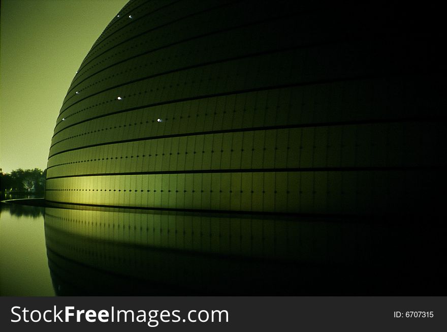 National Theatre China in night. Beijing China photo by leica m6 kodak 100vs 2008.9. National Theatre China in night. Beijing China photo by leica m6 kodak 100vs 2008.9