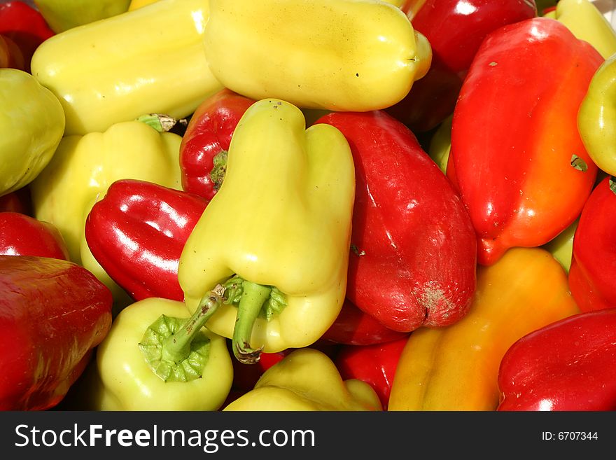 A Bunch of sweet bell peppers backgound