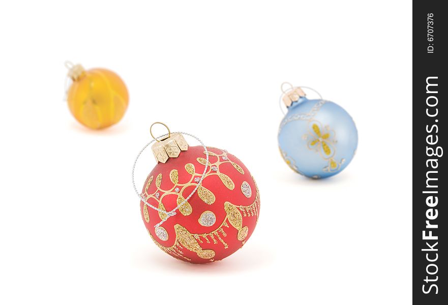 Christmas baubles isolated on a white