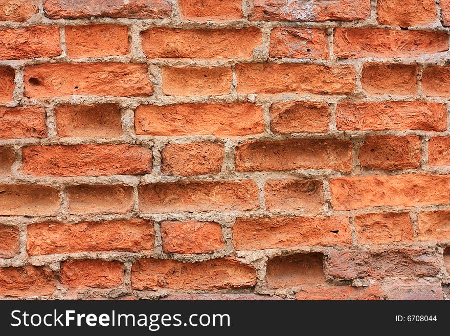 Old red brick wall - vintage texture