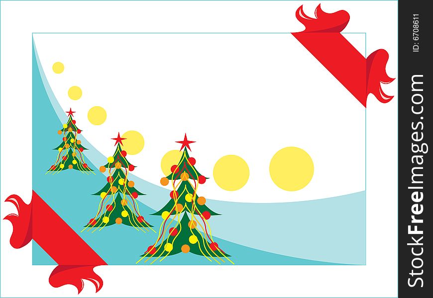Illustration of decorated christmas trees
