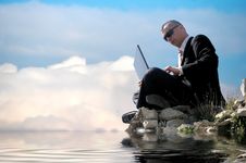 Men With His Laptop Working Stock Photo Men With His Laptop Working Stock Photo
