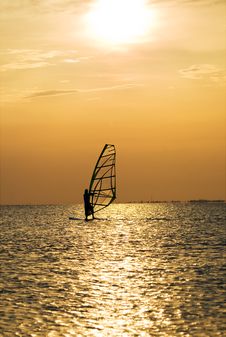 Silhouette Of A Windsurfer Stock Photography Silhouette Of A Windsurfer Stock Photography
