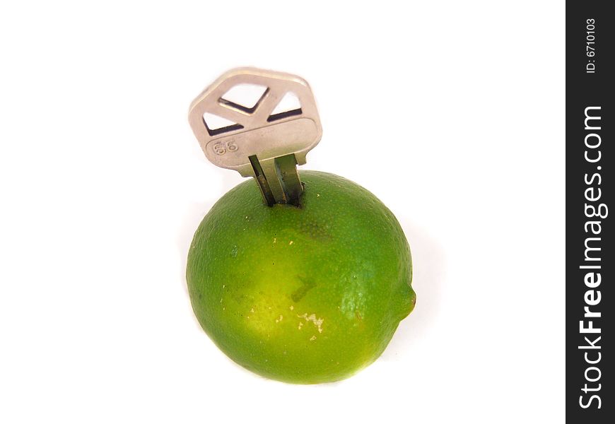 A key inside of a lime: Key Lime. A key inside of a lime: Key Lime.