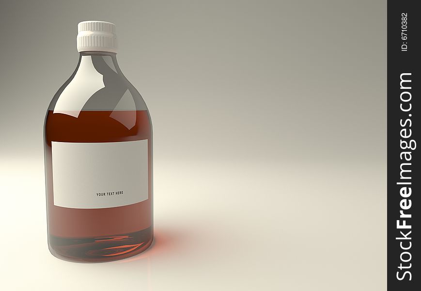 Glass bottle with red liquid inside