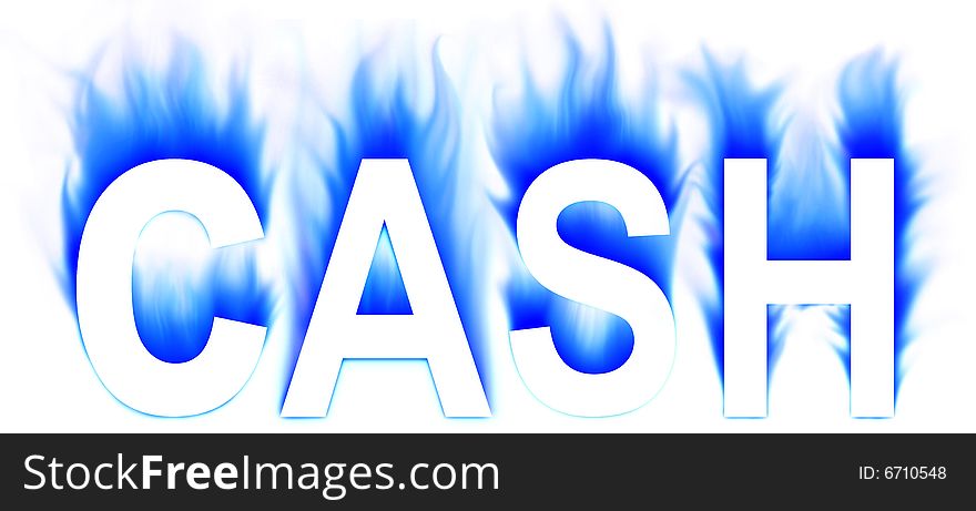 Cash word isolated in white background