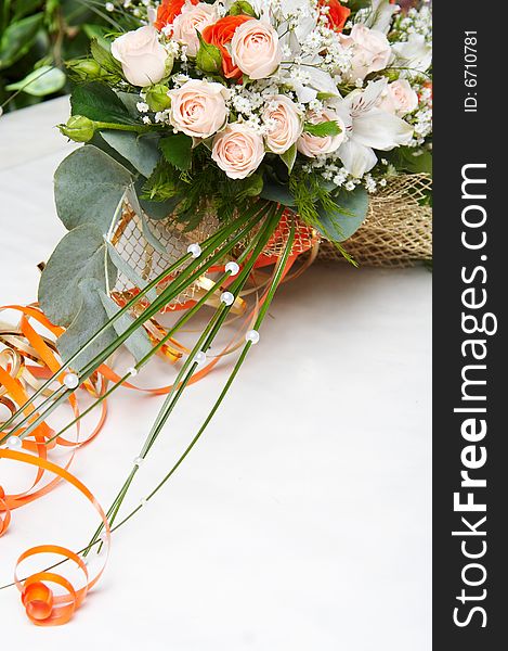 Bouquet of bride on white