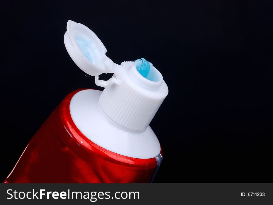 Closeup of Toothpaste on black background