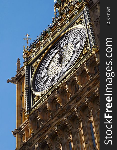 Close-up detail of london's big ben clock tower