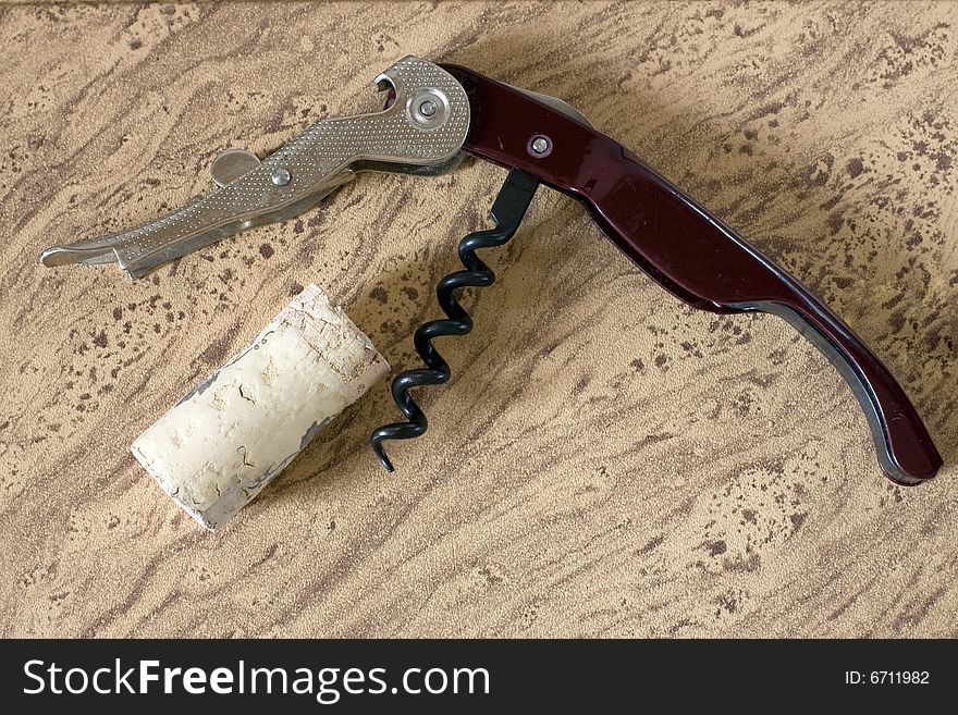 Corkscrew for opening wine bottles with wine cork