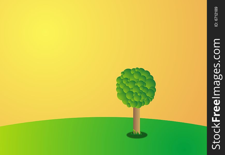Futurist 3D tree isolated in a green field. Futurist 3D tree isolated in a green field.
