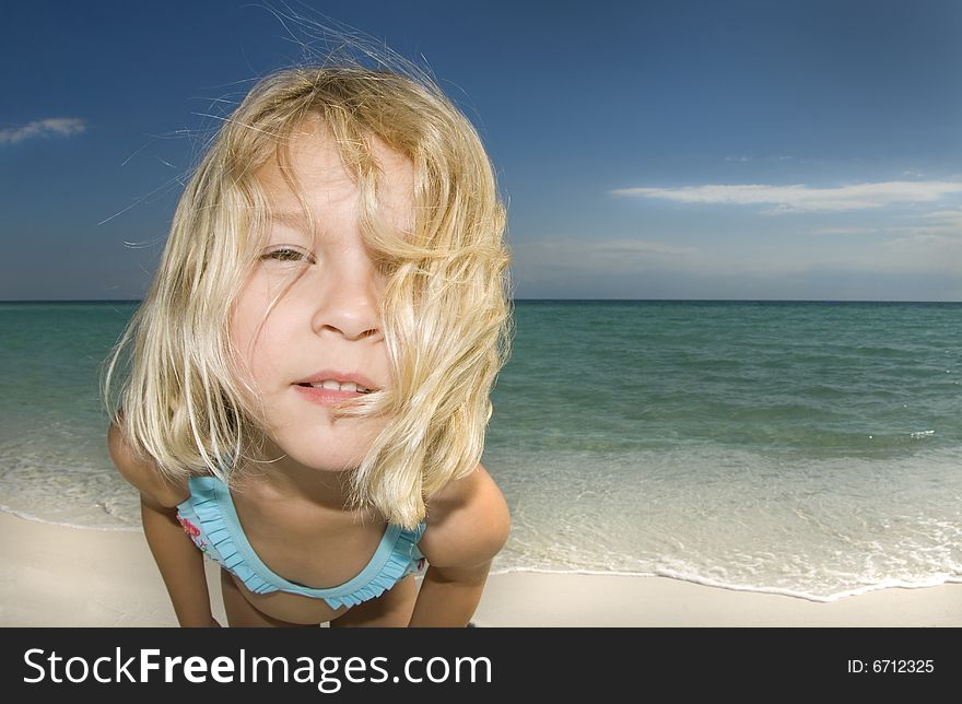 Child On Beach Close-Up