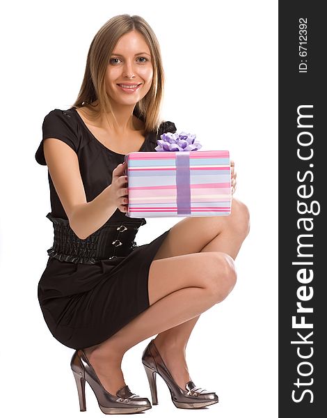 Beautiful Girl With Gift Box