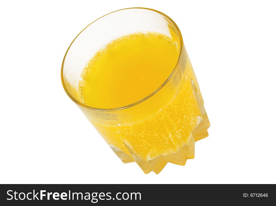 Glass with yellow lemonade isolated on white. Glass with yellow lemonade isolated on white