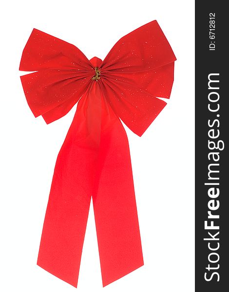 Red bow, photo on the white background