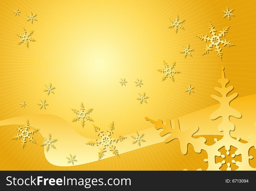 Vector illustration of Golden Snowflake Decoration
