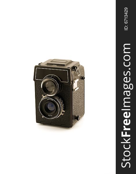 Retro medium format camera isolated on white