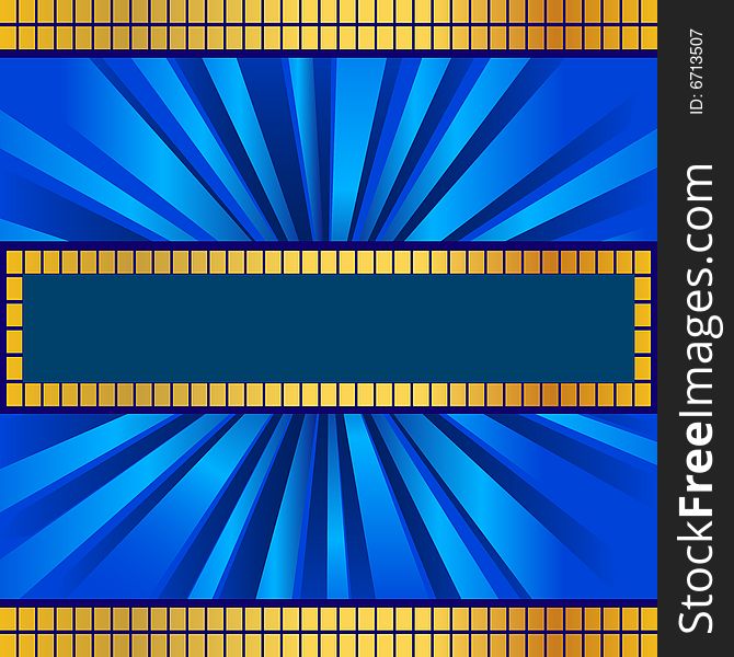 Blue and gold background, vector  illustration
