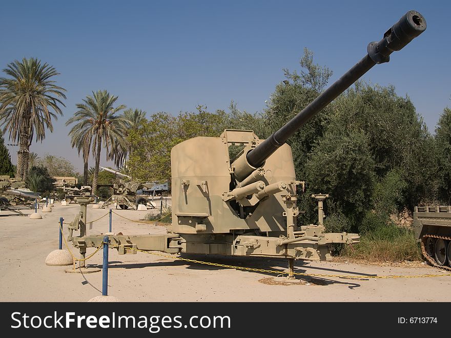 Anti-aircraft cannon in Israeli Air Forces museum