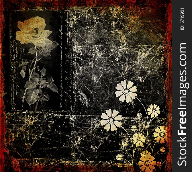 Grunge background with  cracks, dirt, stains,floral. Grunge background with  cracks, dirt, stains,floral