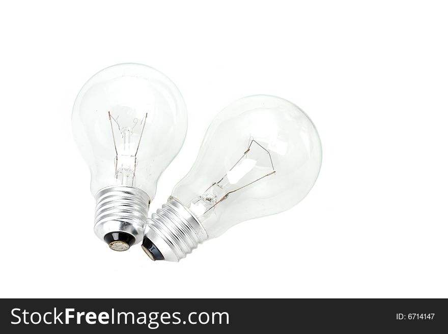 Two conventional light bulbs on white background