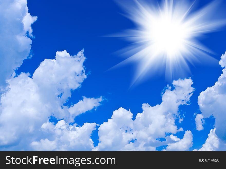 Close-up cumulus clouds and blue sky