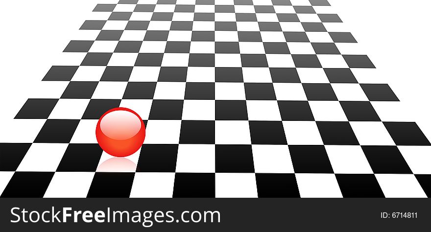 Design of glassy orb on the chess floor