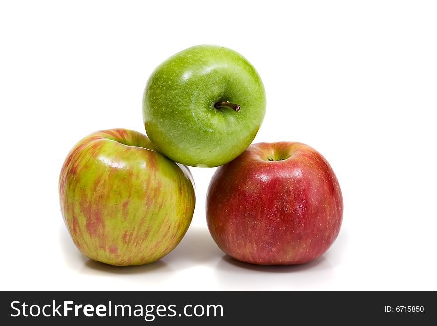 Gala and Granny Smith apples isolated on white