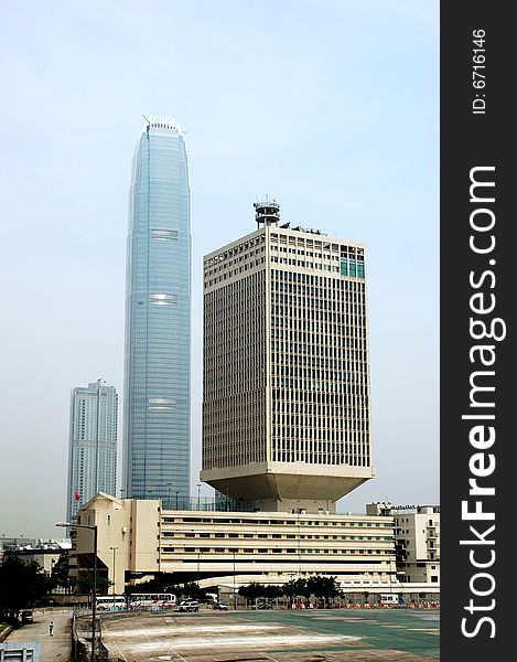 Hongkong - highest skyscraper in the city. General view from city centre. Hongkong - highest skyscraper in the city. General view from city centre.