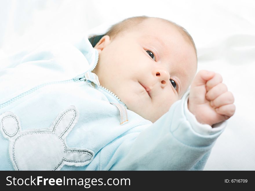 Little baby on white background. Little baby on white background.