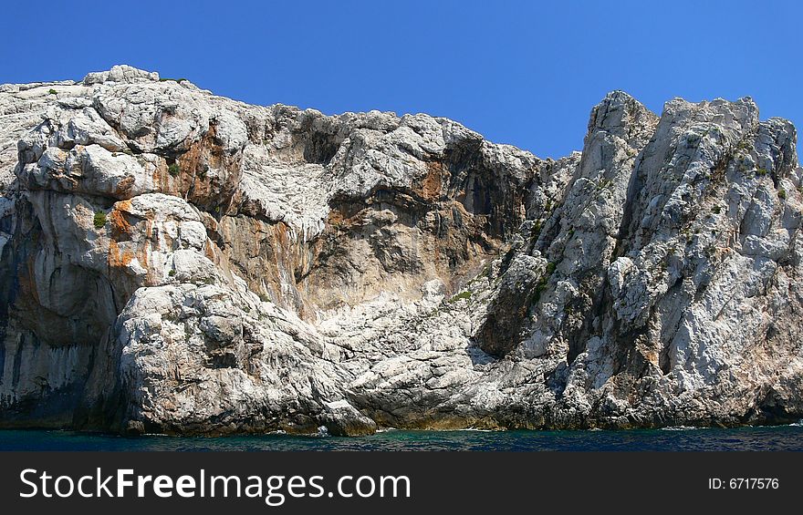 Rough texture of a stone wall.