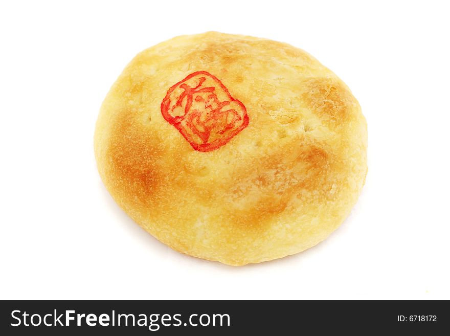 Chinese cream pastry isolated on white background.