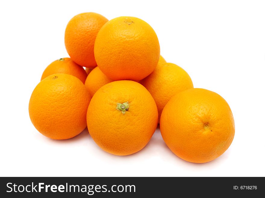Close up of oranges isolated on white background.