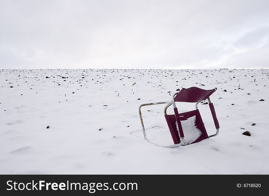 Office Chair in a Winter Landscape. Office Chair in a Winter Landscape