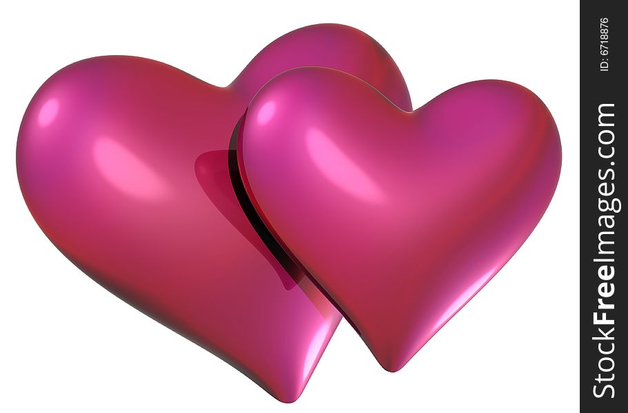 Red pink heart objects