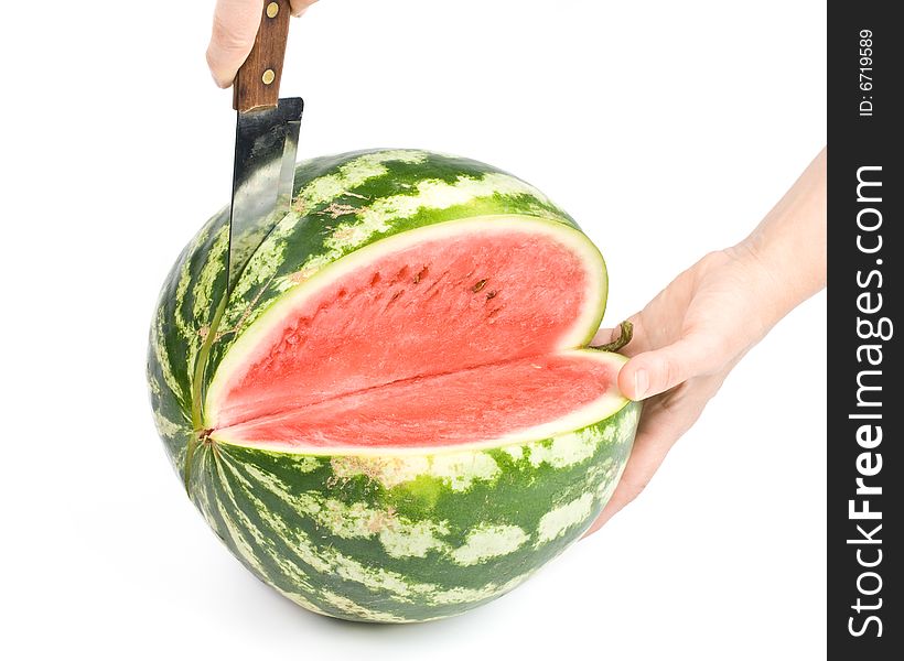 Fresh appetizing water-melon on a white background. Fresh appetizing water-melon on a white background