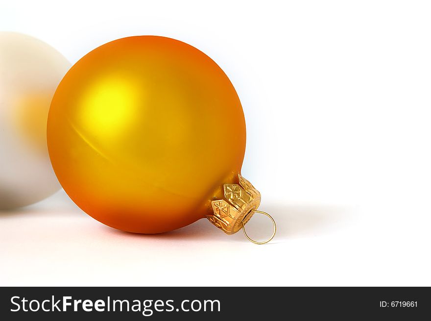 Christmas card. Two spheres on a white background. Christmas card. Two spheres on a white background