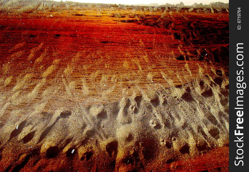 The different colour river sand in the evening. The different colour river sand in the evening