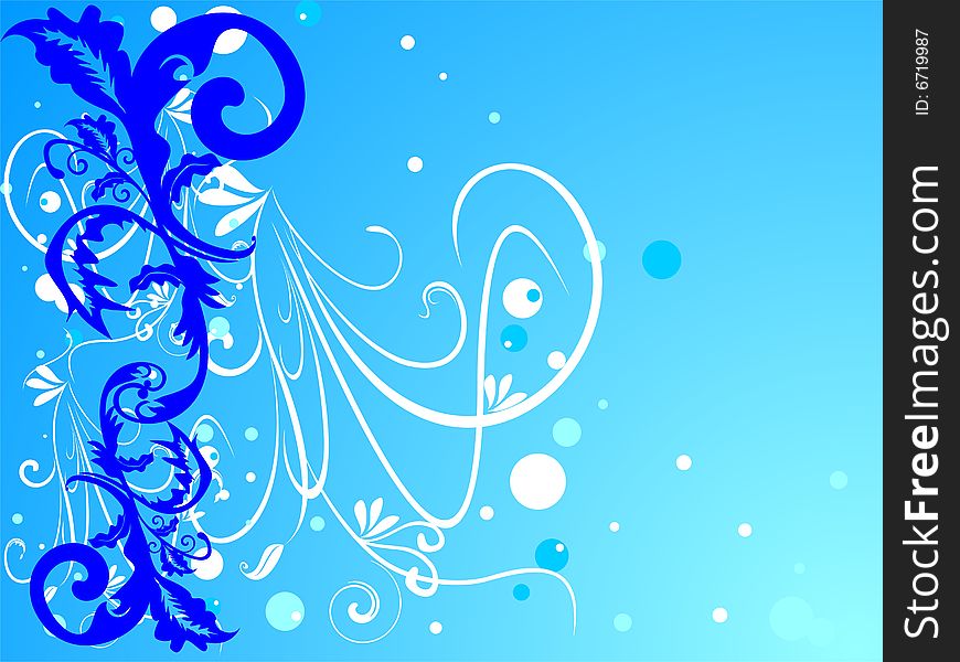 Blue Floral motif with little bubble for background, wallpaper, etc.  illustration. Blue Floral motif with little bubble for background, wallpaper, etc.  illustration.
