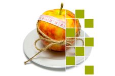 Collage Of Apple Surrounding Of Measuring Tape Tied With Twine W Stock Photo Collage Of Apple Surrounding Of Measuring Tape Tied With Twine W Stock Photo